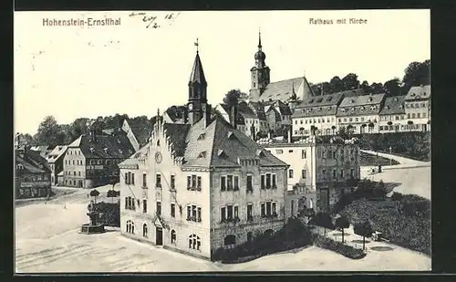 AK Hohenstein-Ernstthal, Blick auf Rathaus und Kirche