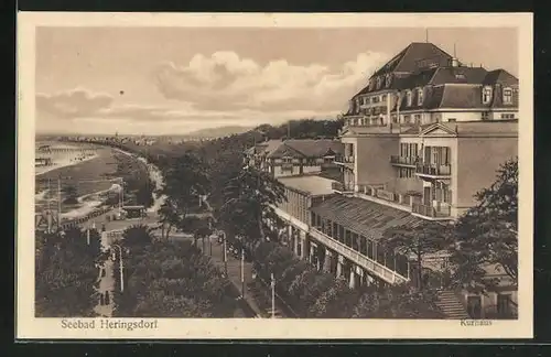 AK Heringsdorf, Hotel Kurhaus und Strandansicht