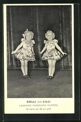 AK Liliputaner, Dolli und Lilli, Lebende tanzende Puppen