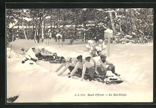 AK Männer bei sportlicher Schlittenfahrt