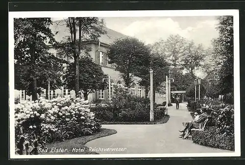 AK Bad Elster, Hotel Reichsverweser, Garten