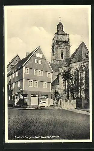 AK Bad Wildungen, Brunnenstrasse an der evangelischen Kirche