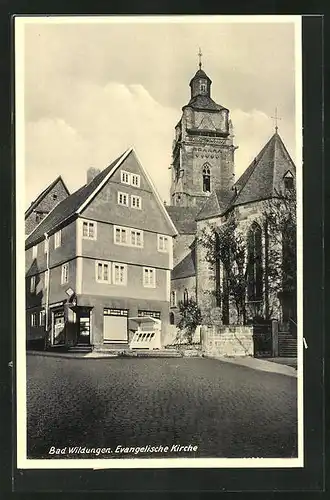 AK Bad Wildungen, Brunnenstrasse und Evangelische Kirche