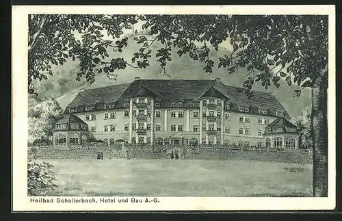 Künstler-AK Bad Schallerbach, Hotel und Bau