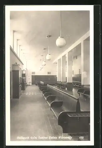 AK Gallspach, Institut Zeileis, Wartehalle, Innenansicht