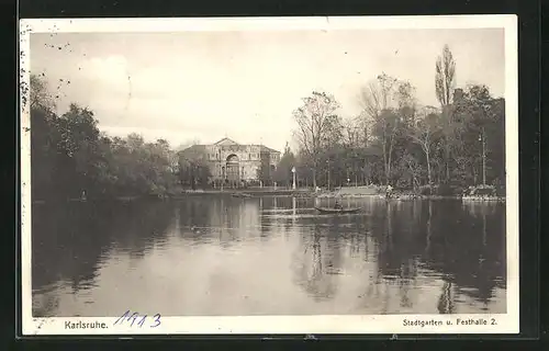 AK Karlsruhe, Stadtgarten und Festhalle