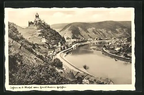 AK Cochem / Mosel, Blick vom Berg auf den Ort