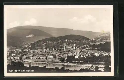 AK Eberbach, Panorama vom Ort am Neckar