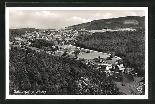 AK Jonsdorf / Zittauer Gebirge, Blick vom Nonnenfelsen auf den Kurort