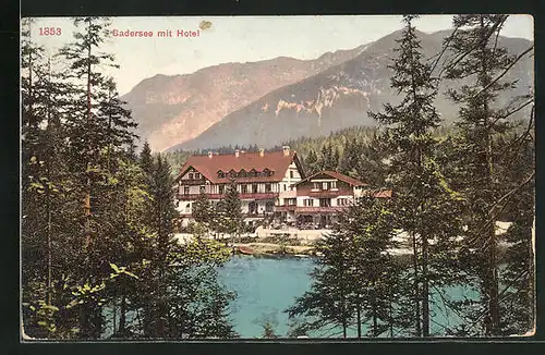 AK Grainau-Badersee, Badersee mit Hotel