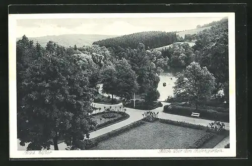 AK Bad Elster, Blick über den Rosengarten