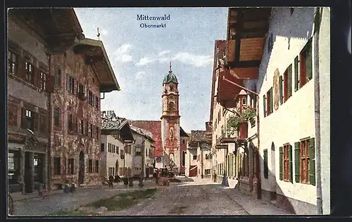 AK Mittenwald, Blick in die Obere Marktstrasse