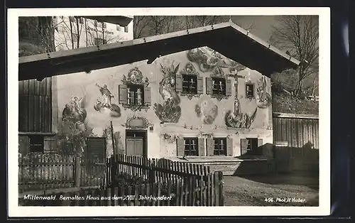 AK Mittenwald, Bemaltes Haus aus dem XVIII. Jahrhundert