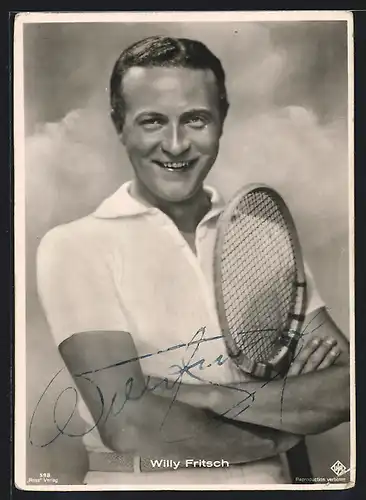 AK Schauspieler Willy Fritsch mit Tennisschläger