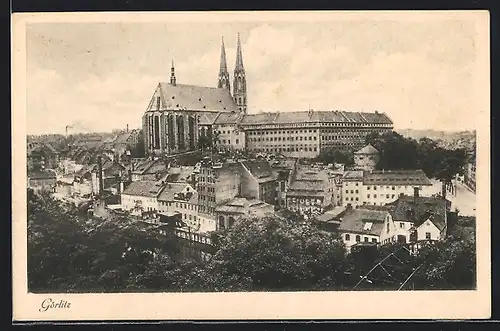 AK Görlitz, Ortspartie aus der Vogelschau