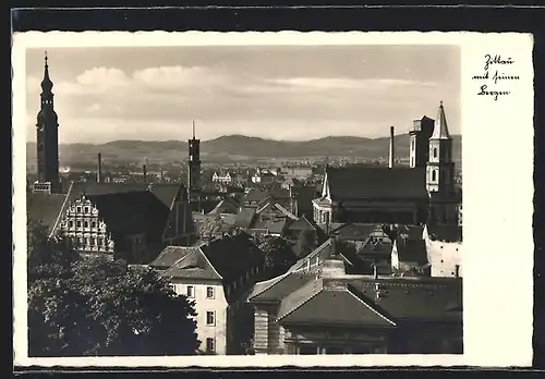AK Zittau, Klosterkirche und Johanniskirche mit Ortsansicht