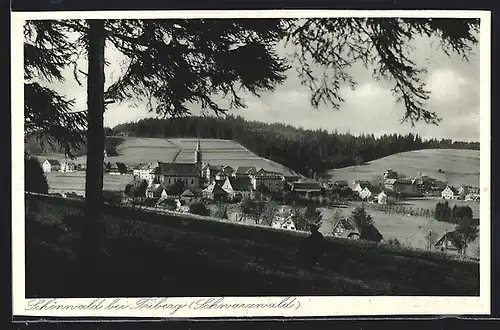 AK Schönwald / Schwarzwald, Ortsansicht mit Kirche