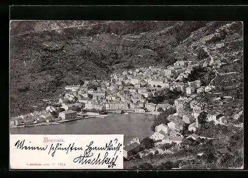 AK Buccari, Blick auf die gesamte Stadt in der Bucht