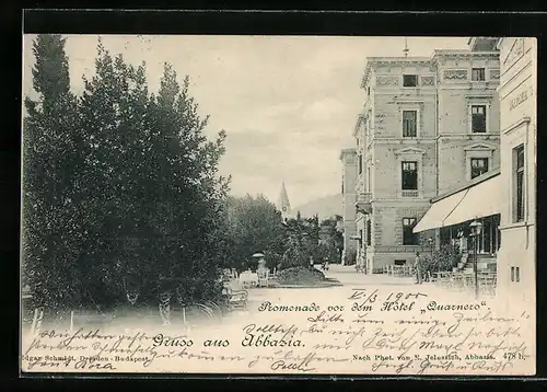 AK Abbazia, Promenade vor dem Hotel Quarnero