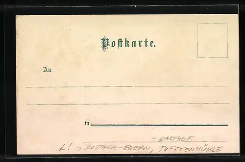 Lithographie Rottach-Egern, Blick auf das Gasthaus Tufftenmühle