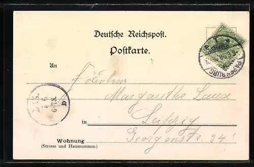 Lithographie Papenburg, Hauptkanal, Dock, Navigations-Schule