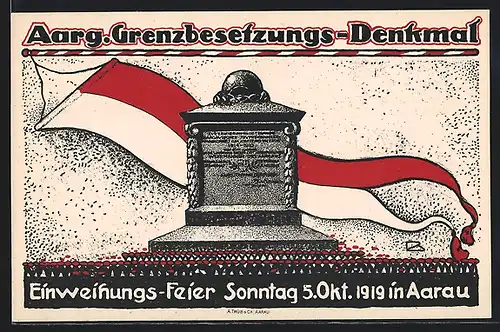 AK Aarau, Einweihungsfeier des Grenzbesetzungs-Denkmals 5.10.1919