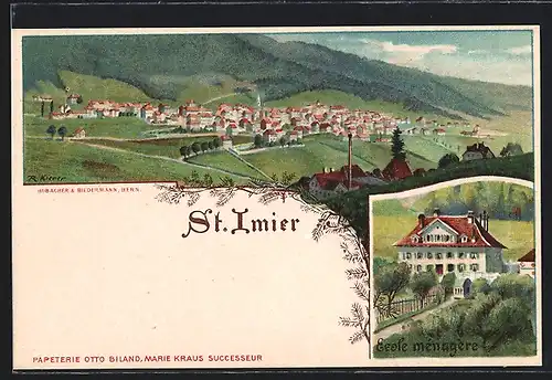 Lithographie St. Imier, Panorama und École ménagère