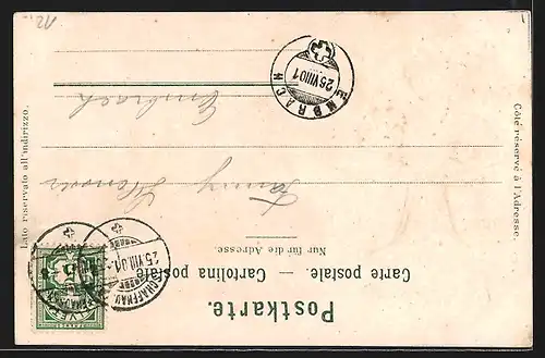 Lithographie Schaffhausen, Centennarfeier 1901, Ortsansicht, Wappen