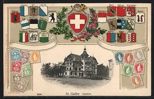 AK St. Gallen, Cantine, Wappen der Kantone