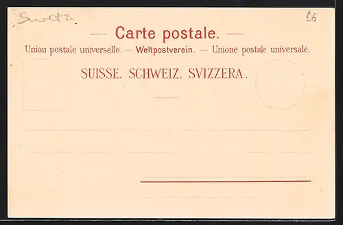 Lithographie Chur, Ortsansicht, Frau in Tracht