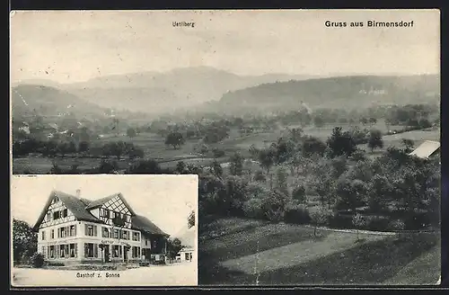 AK Birmensdorf, Gasthof z. Sonne, Ortsansicht aus der Vogelschau