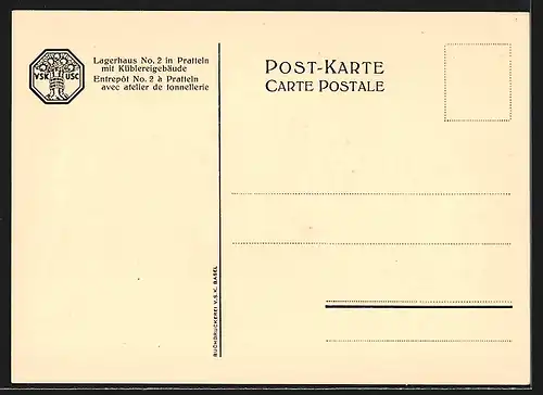 AK Pratteln, VSK-USC Lagerhaus No. 2 mit Küblereigebäude