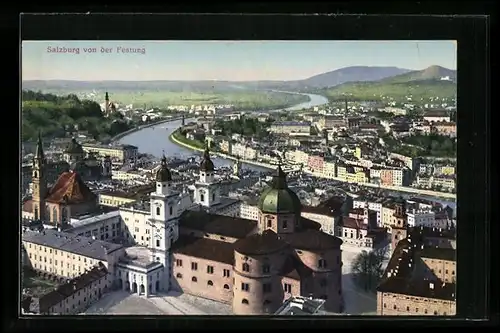 AK Salzburg, Gesamtansicht von der Festung aus