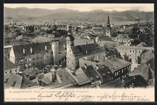 AK Klagenfurt, Blick vom Stadtpfarrturm gegen die Karawanken
