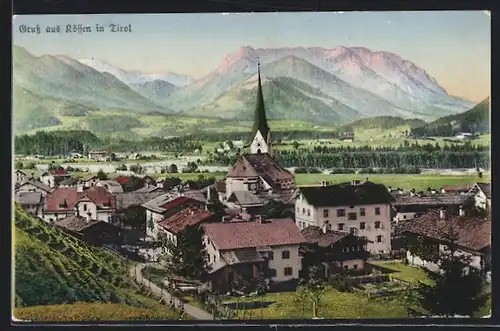 AK Kössen in Tirol, Ortstotale mit der Kirche