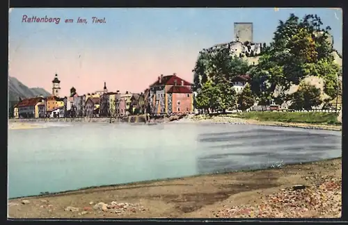 AK Rattenberg am Inn in Tirol, Ortsansicht vom Innufer aus