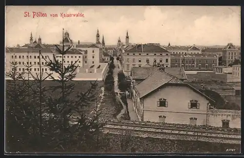 AK St. Pölten, Gesamtansicht vom Kaiserwalde aus