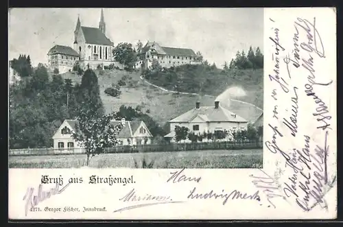 AK Strassengel, Blick hoch zur Kirche