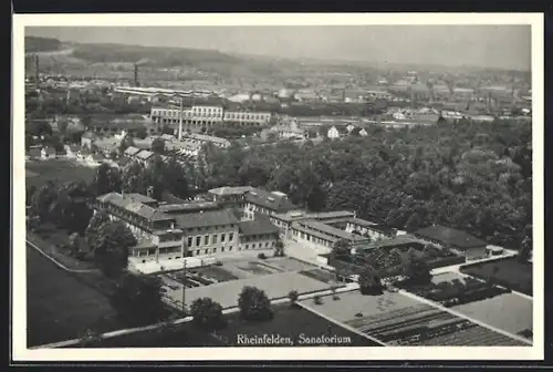 AK Rheinfelden, Blick über das Sanatorium auf die Stadt