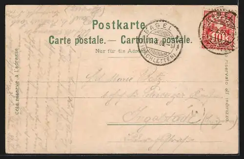 AK Basel, Wettsteinbrücke und Münster