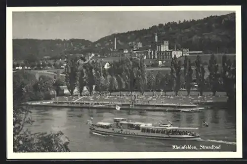 AK Rheinfelden, Ausflugsdampfer vor dem Strandbad