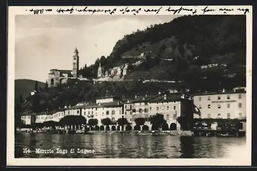 AK Morcote, Häuser am Ufer des Lago di Lugano