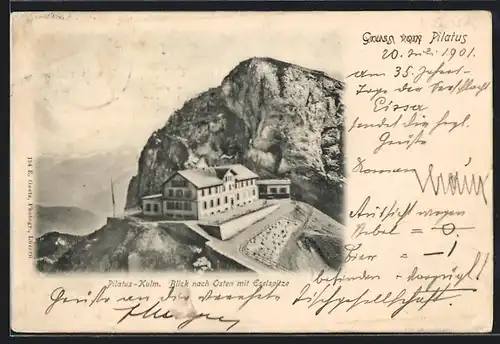 AK Pilatus, die Pilatus-Kulm mit Blick nach Osten mit Eselspitze