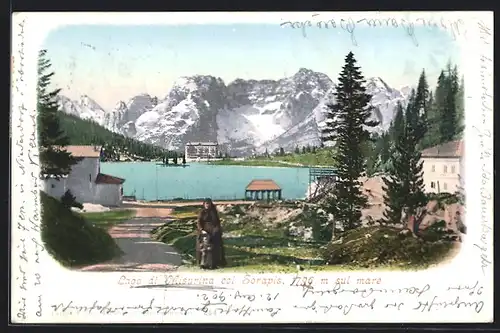 Künstler-AK Misurina, Lago di Misurina col Sorapis