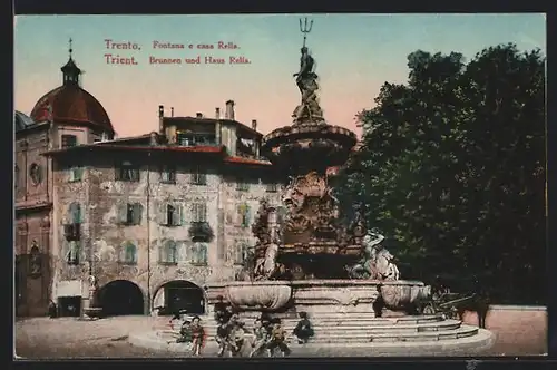 AK Trento, Brunnen und Haus Rella