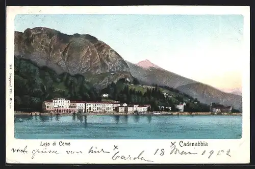 Lithographie Cadenabbia, Lago di Como, Panorama