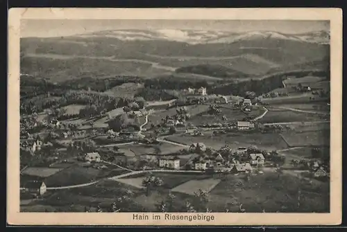 AK Hain im Riesengebirge, Generalansicht aus der Vogelschau