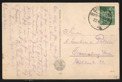 AK Hain im Riesengebirge, Generalansicht aus der Vogelschau