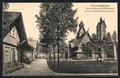 AK Brückenberg /Riesengebirge, Kirche Wang mit Pfarrkirche