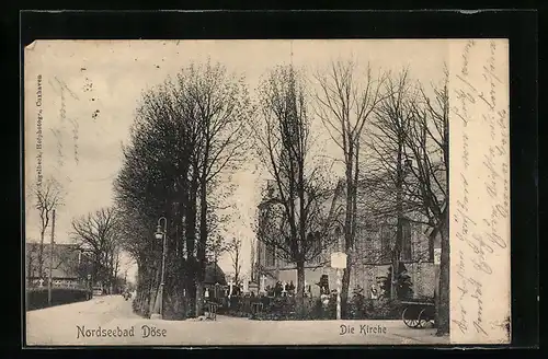 AK Döse, Nordseebad, Kirche mit Friedhof